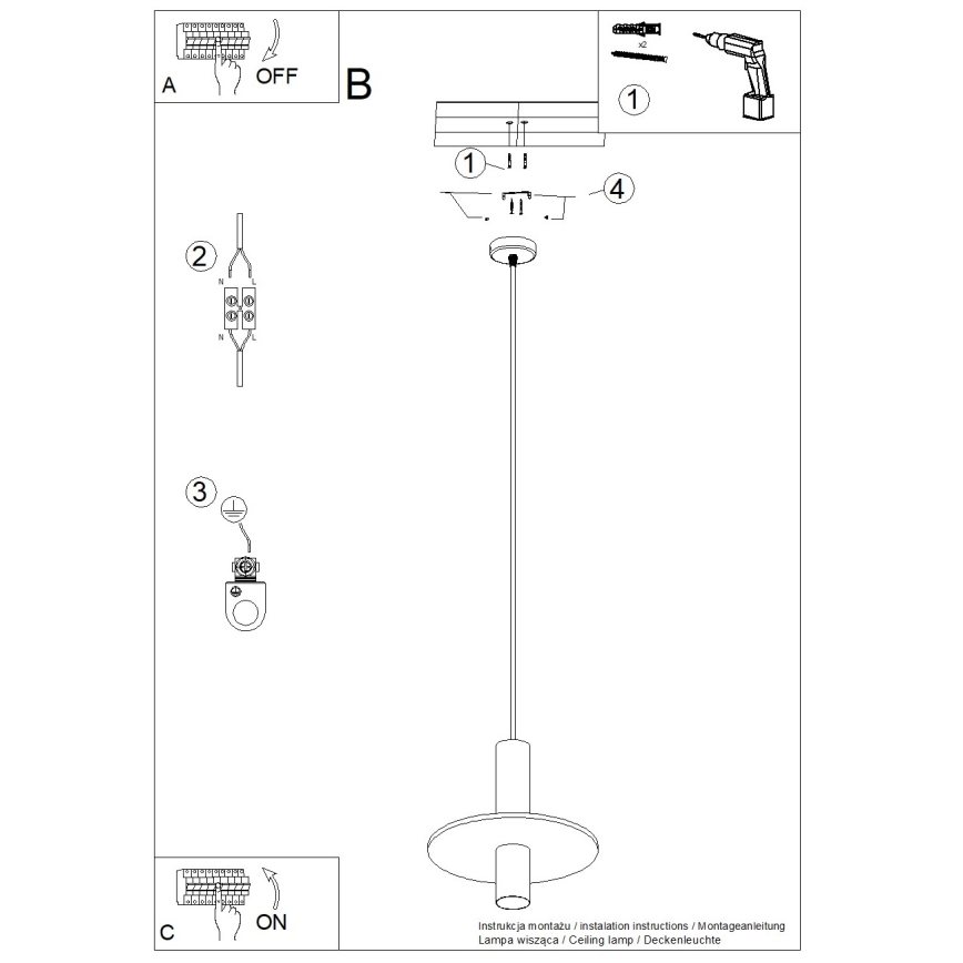 Lampă suspendată pe cablu PELTA 1xGU10/10W/230V negru/crem