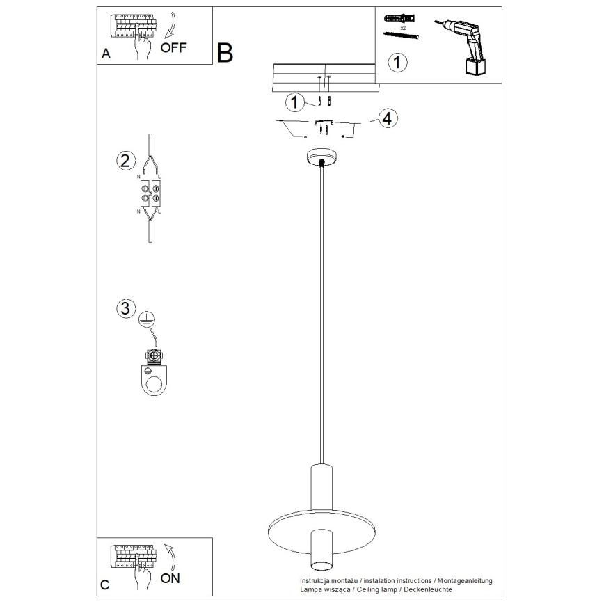 Lampă suspendată cu cablu PELTA 1xGU10/10W/230V negru/galben