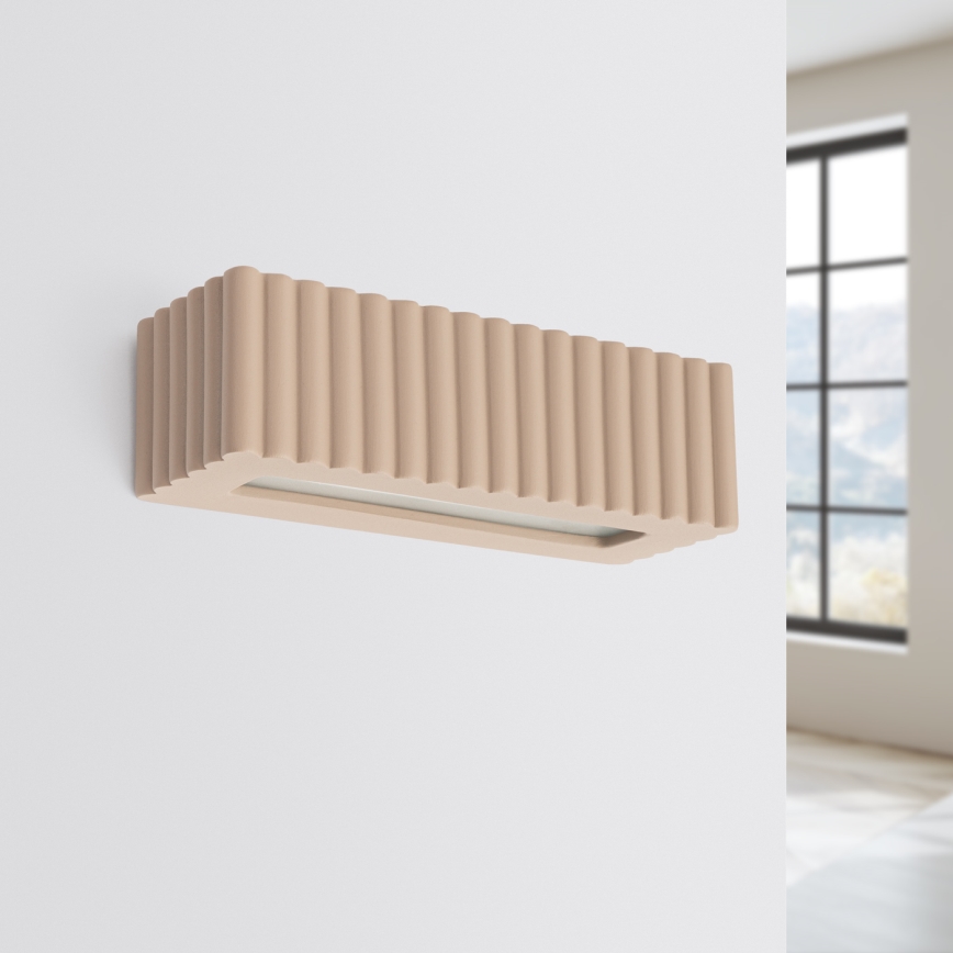 Aplica de perete RIGATA, 1xE27/15W/230V, ceramică, culoare taupe