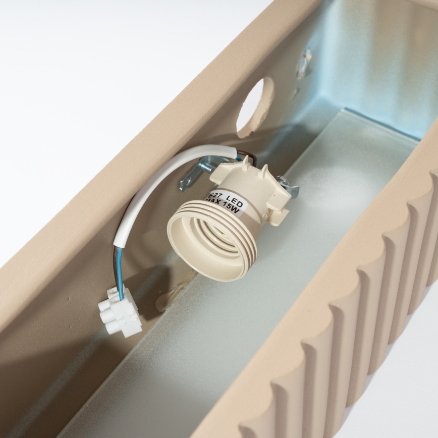 Aplica de perete RIGATA, 1xE27/15W/230V, ceramică, culoare taupe