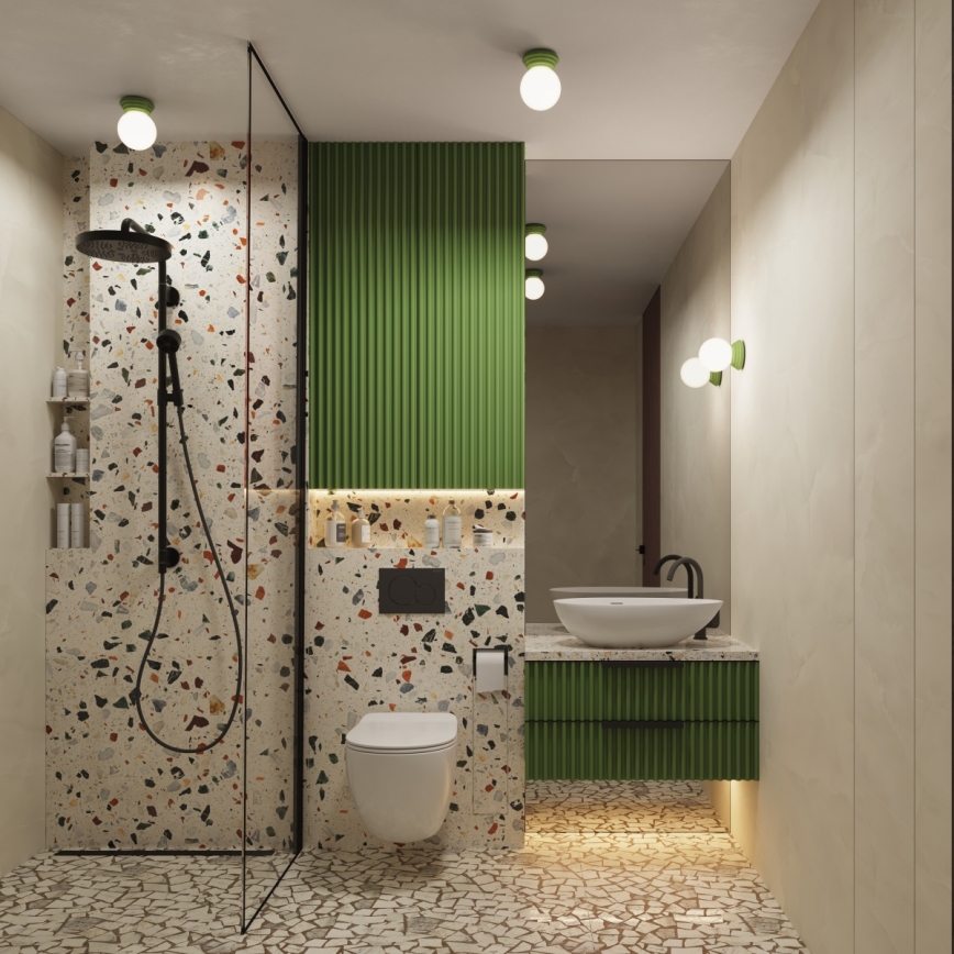 Aplică de perete pentru baie ZORI, 1x G9, 8W, 230V, IP44, verde
