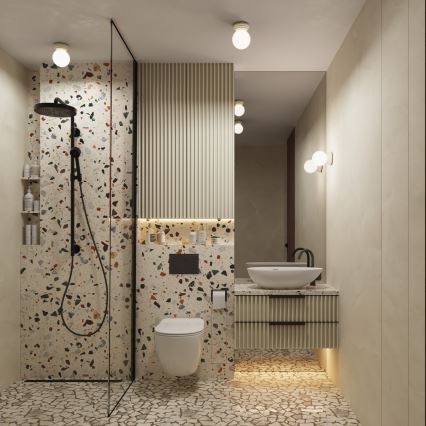 Plafonieră de baie ZORI, 1x G9, 8W, 230V, Ø 12 cm, IP44, bej