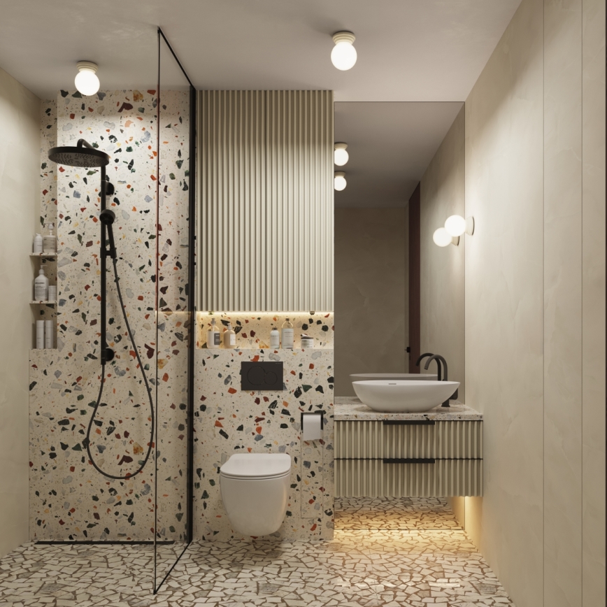 Plafonieră de baie ZORI, 1x G9, 8W, 230V, Ø 12 cm, IP44, bej