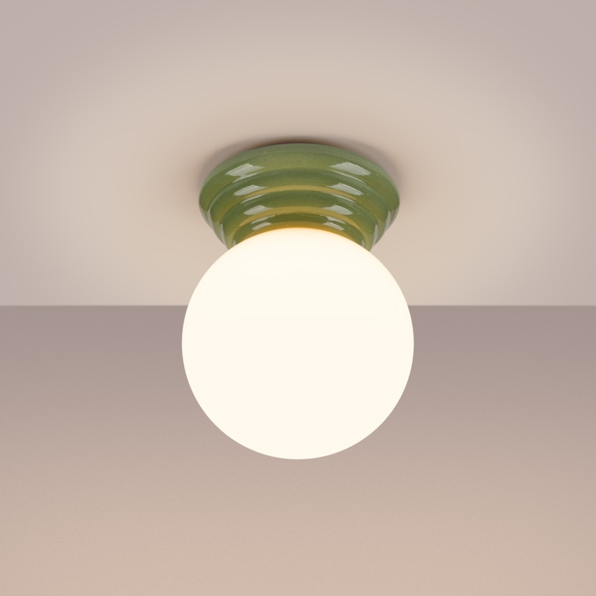 Plafonieră de baie ZORI, 1xG9/8W/230V, Ø 12 cm, IP44, verde