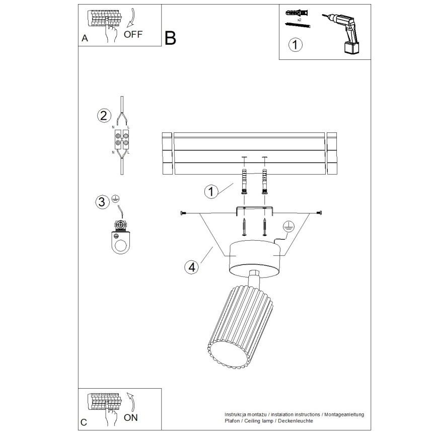Corp de iluminat tip spot KARBON 1xGU10/10W/230V alb