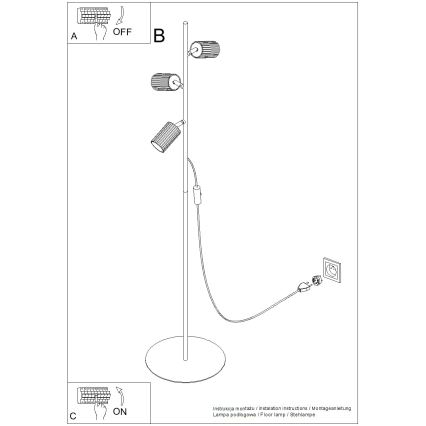 Lampadar KARBON 3xGU10/10W/230V alb