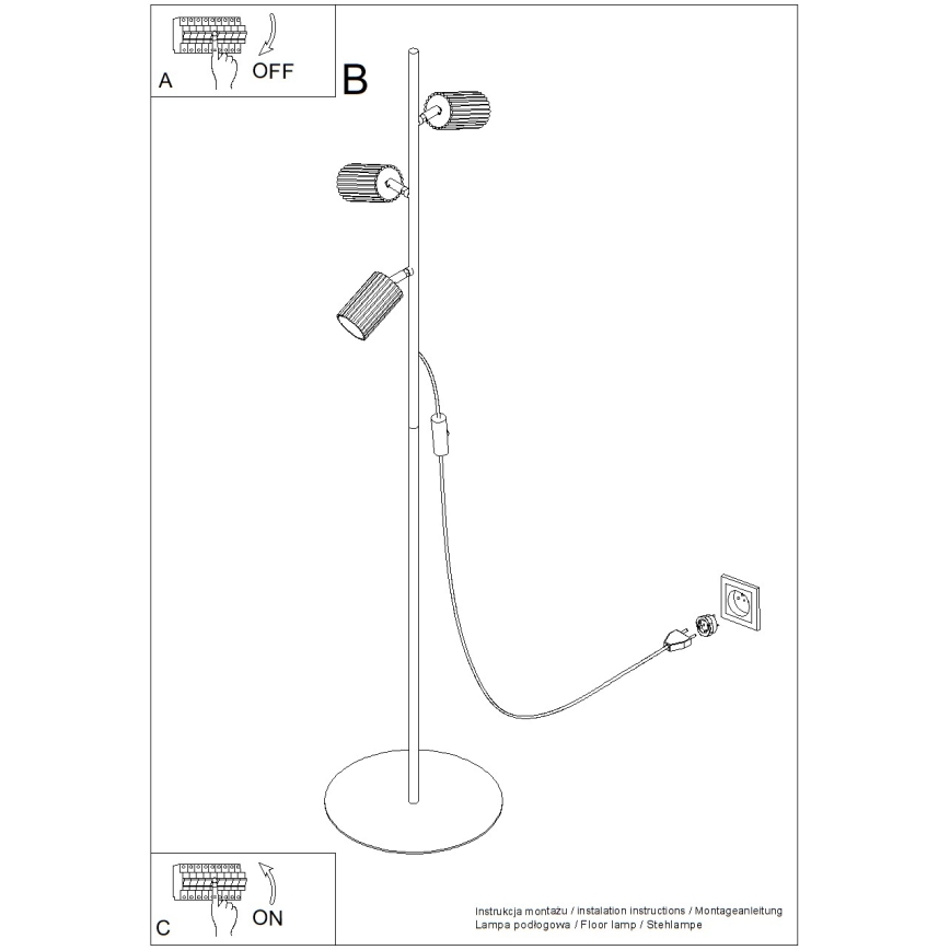 Lampadar KARBON 3xGU10/10W/230V alb