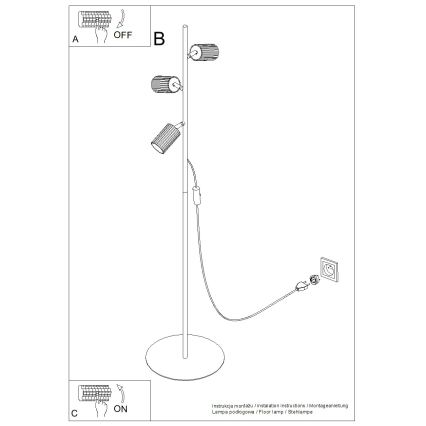 Lampă de podea KARBON 3xGU10/10W/230V neagră