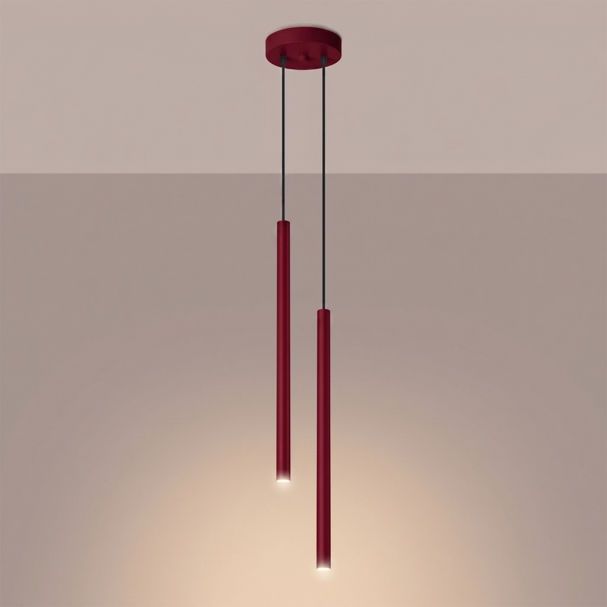 Candelabru suspendat pe cablu PASTELO 2xG9/8W/230V roșu