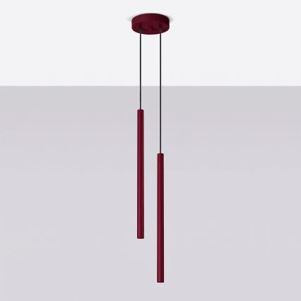 Candelabru suspendat pe cablu PASTELO 2xG9/8W/230V roșu
