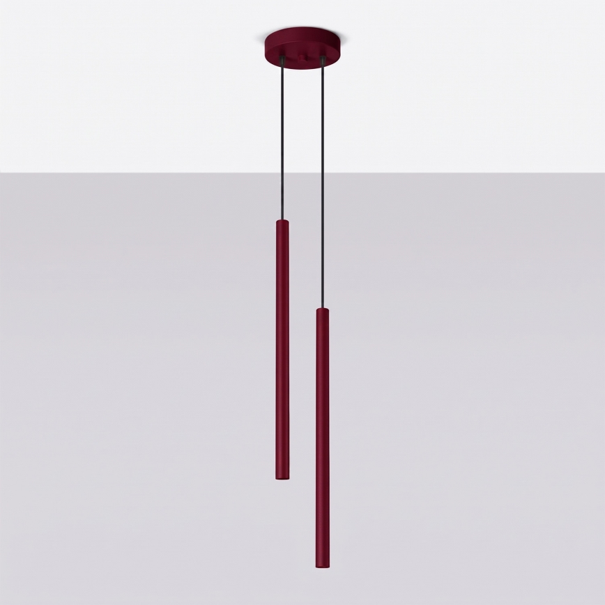 Candelabru suspendat pe cablu PASTELO 2xG9/8W/230V roșu
