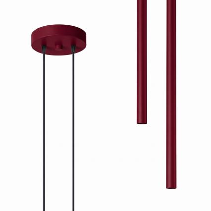 Candelabru suspendat pe cablu PASTELO 2xG9/8W/230V roșu