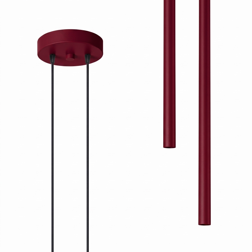 Candelabru suspendat pe cablu PASTELO 2xG9/8W/230V roșu