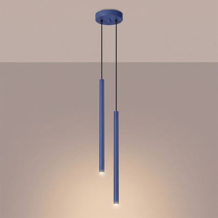 Lustră pe cablu PASTELO 2xG9/8W/230V albastru