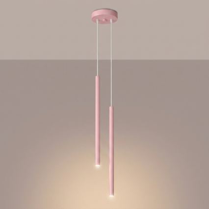 Lustră suspendată pe cablu PASTELO 2xG9/8W/230V roz