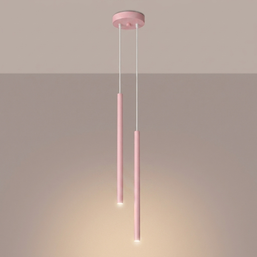 Lustră suspendată pe cablu PASTELO 2xG9/8W/230V roz