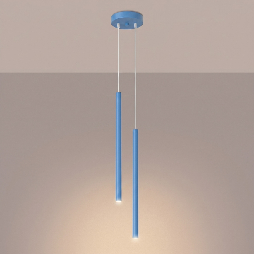 Lampă suspendată pe cablu PASTELO 2xG9/8W/230V albastră