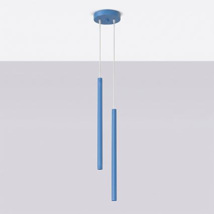 Lampă suspendată pe cablu PASTELO 2xG9/8W/230V albastră