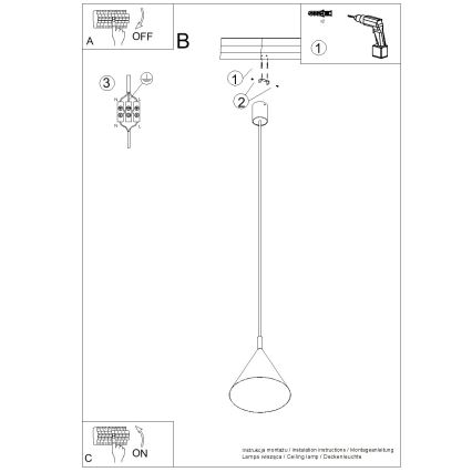 Lustră suspendată pe cablu NOX 1xE27/15W/230V crem