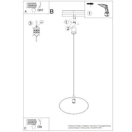 Pendul pe cablu NOX 1xE27/15W/230V crem