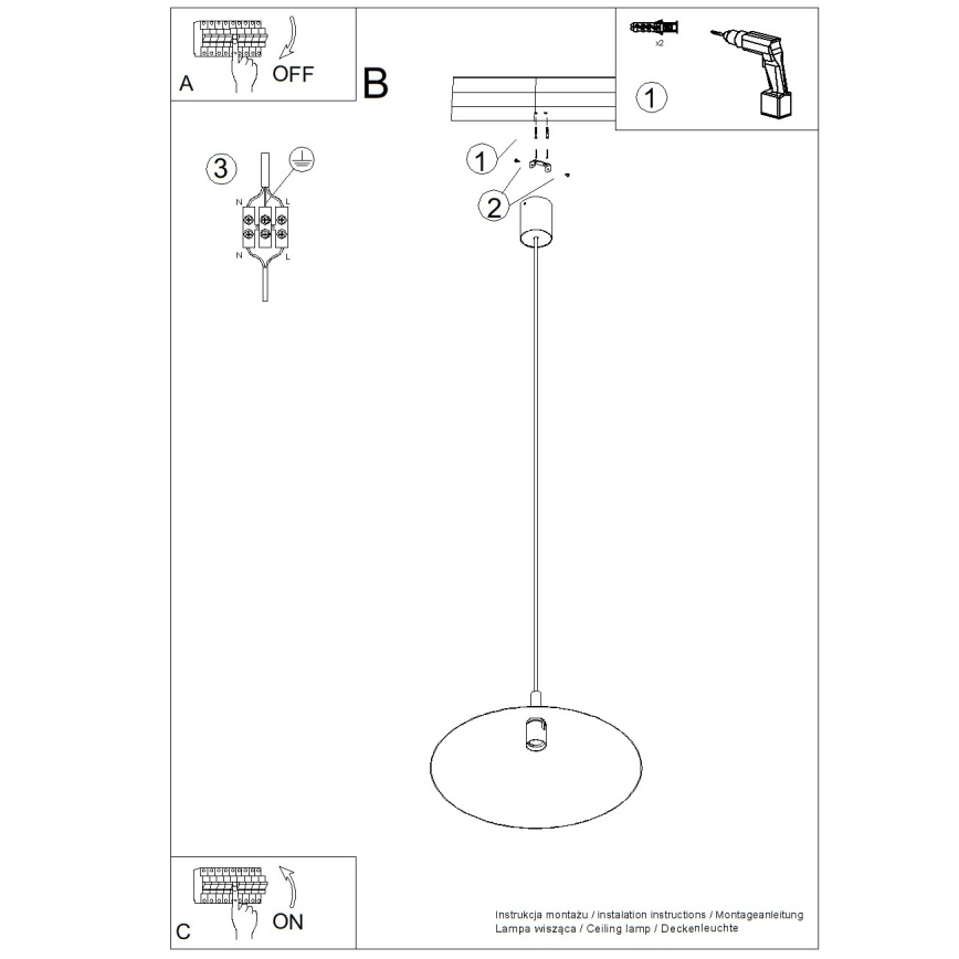 Pendul pe cablu NOX 1xE27/15W/230V crem