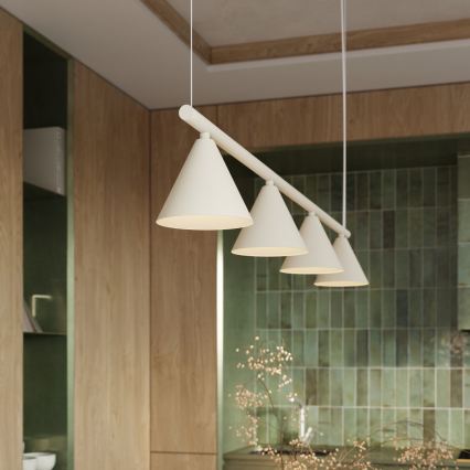 Lustră pe cablu NOX 4xE14/10W/230V crem