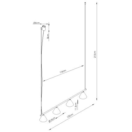 Lustră pe cablu NOX 4xE14/10W/230V crem