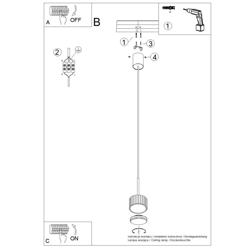 Lustră suspendată pe cablu AURA 1xGX53/10W/230V neagră