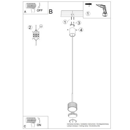 Lampă suspendată pe cablu AURA 1xGX53/10W/230V crem