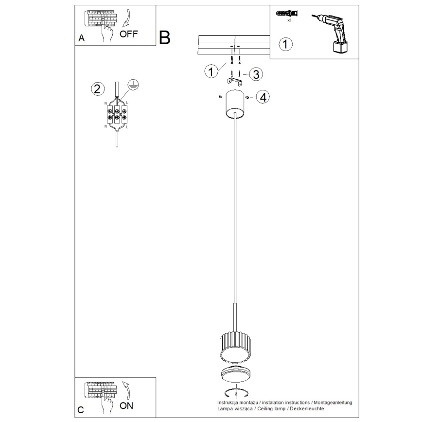 Lampă suspendată pe cablu AURA 1xGX53/10W/230V crem