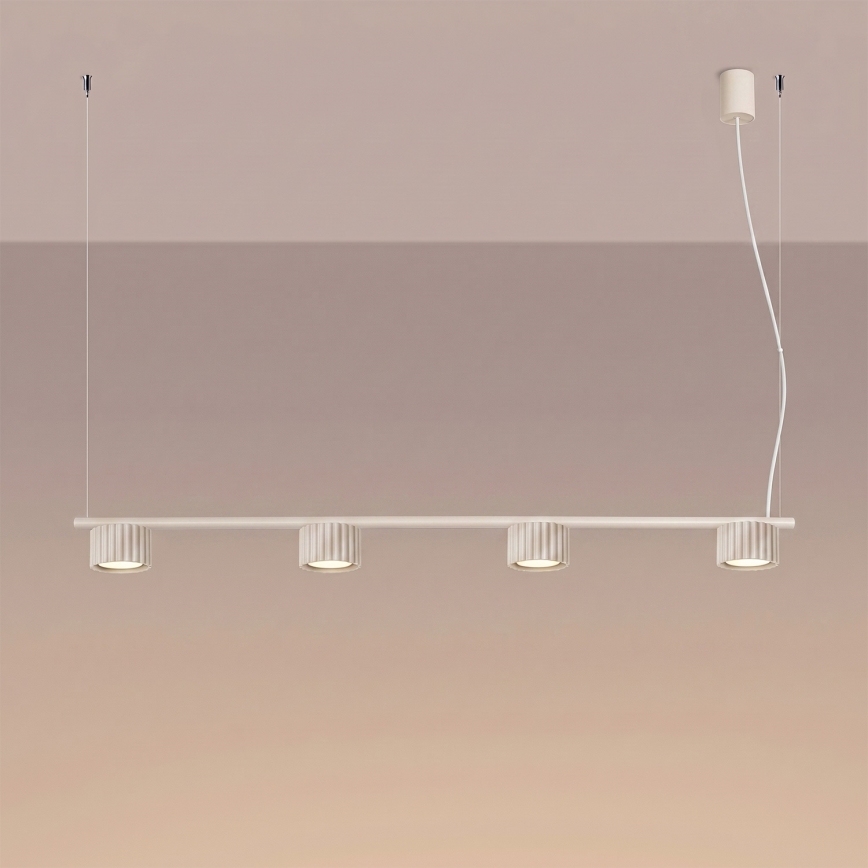 Candelabru suspendat pe cablu AURA 4xGX53/10W/230V crem