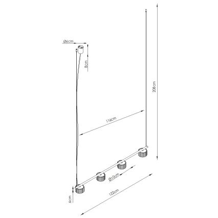 Lustru pe cablu AURA 4xGX53/10W/230V roșu