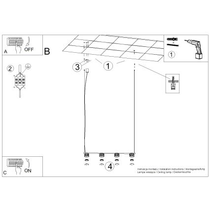 Candelabru suspendat AURA pe cablu 4xGX53/10W/230V taupe