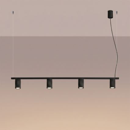 Lustră suspendată pe cablu KARBON 4xGU10/10W/230V negru