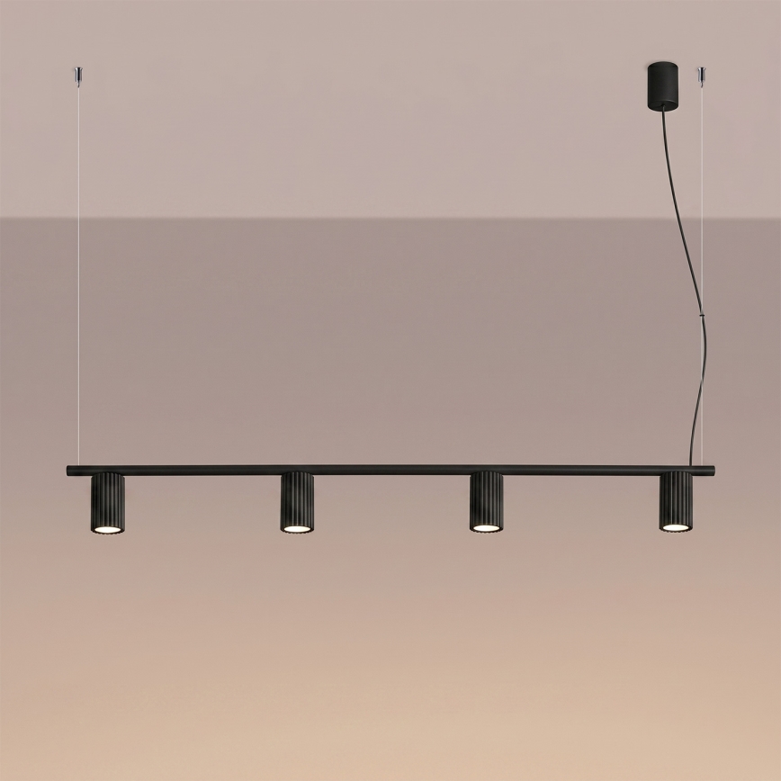 Lustră suspendată pe cablu KARBON 4xGU10/10W/230V negru