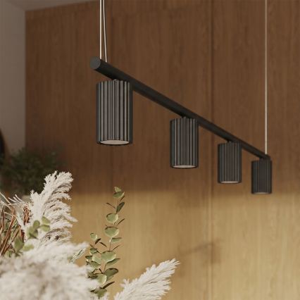 Lustră suspendată pe cablu KARBON 4xGU10/10W/230V negru