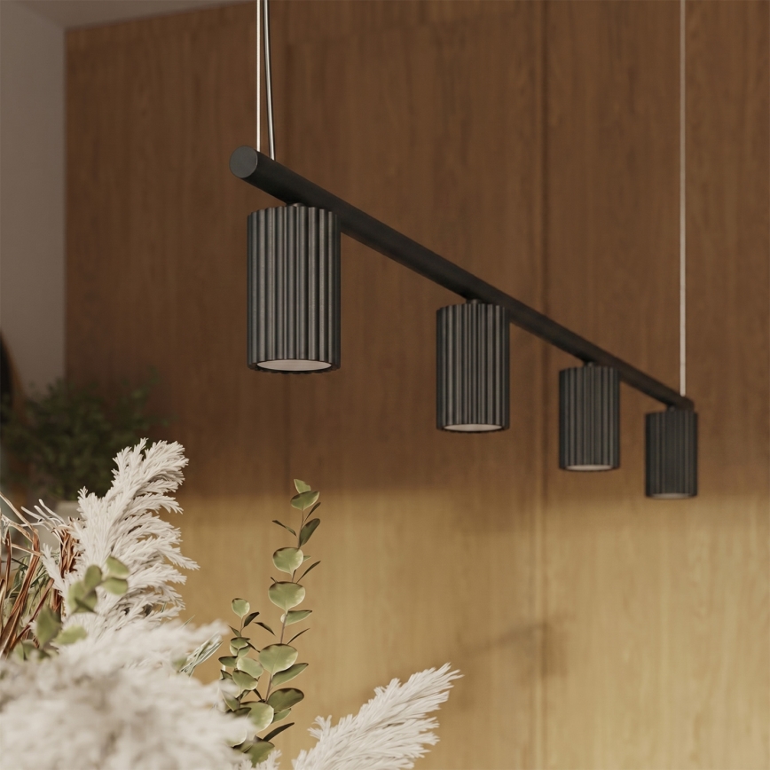 Lustră suspendată pe cablu KARBON 4xGU10/10W/230V negru