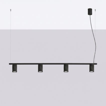 Lustră suspendată pe cablu KARBON 4xGU10/10W/230V negru