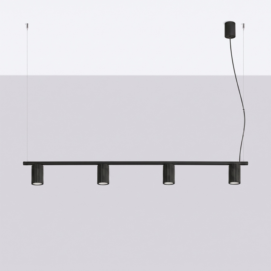 Lustră suspendată pe cablu KARBON 4xGU10/10W/230V negru