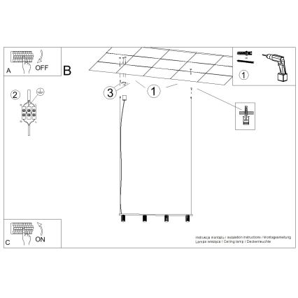 Lustră suspendată pe cablu KARBON 4xGU10/10W/230V negru
