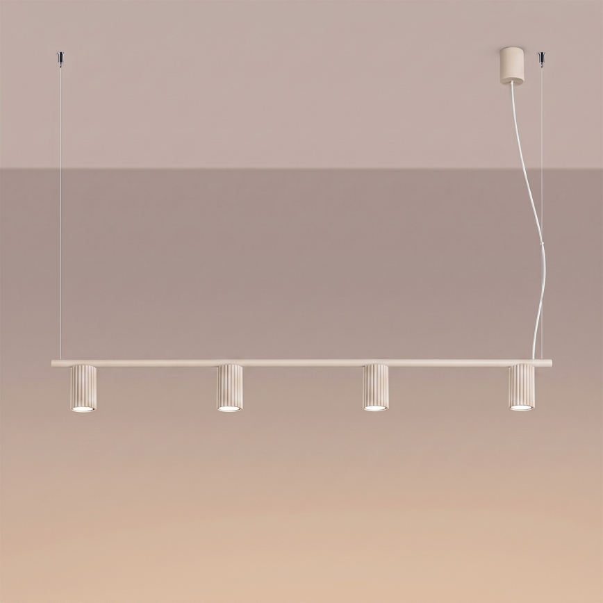 Candelabru suspendat pe cablu KARBON 4xGU10/10W/230V crem