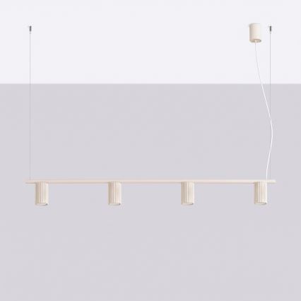 Candelabru suspendat pe cablu KARBON 4xGU10/10W/230V crem