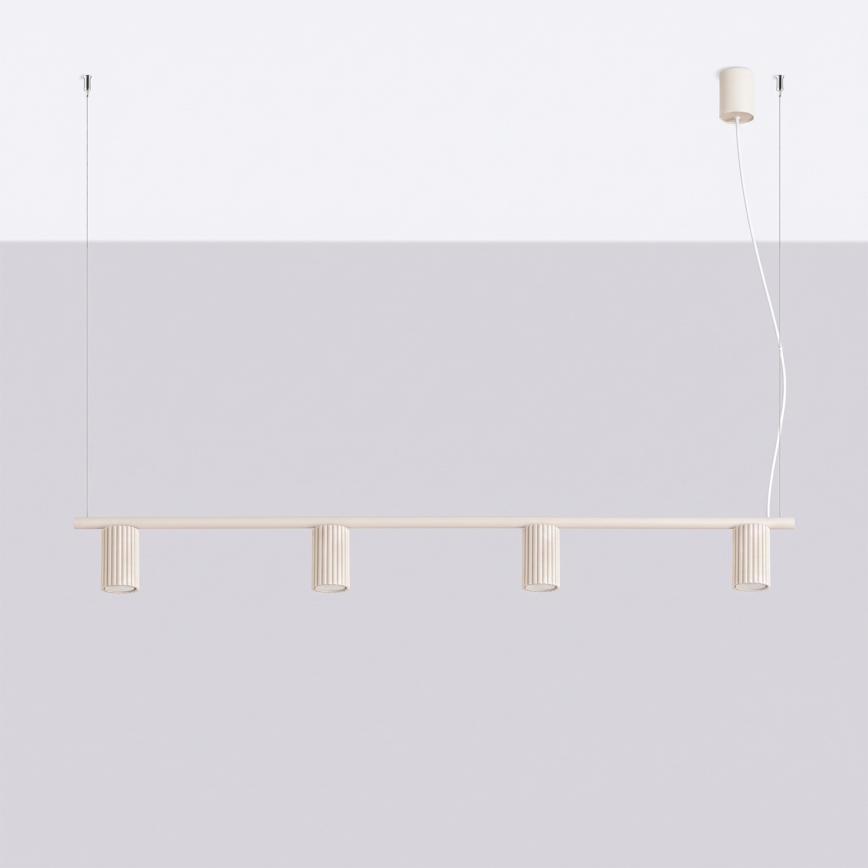 Candelabru suspendat pe cablu KARBON 4xGU10/10W/230V crem