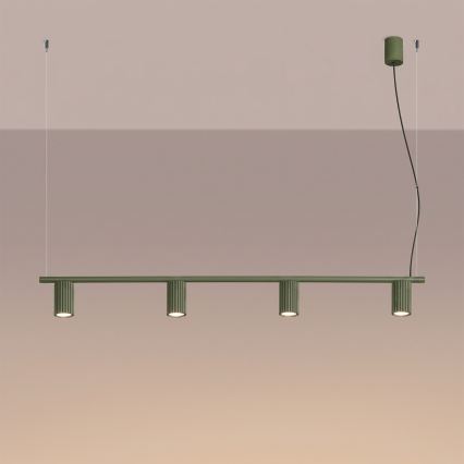Lustră pe cablu KARBON 4xGU10/10W/230V verde