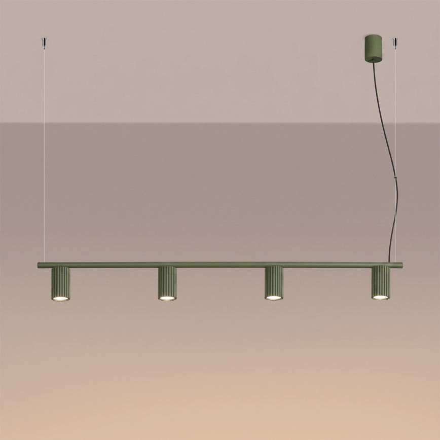 Lustră pe cablu KARBON 4xGU10/10W/230V verde