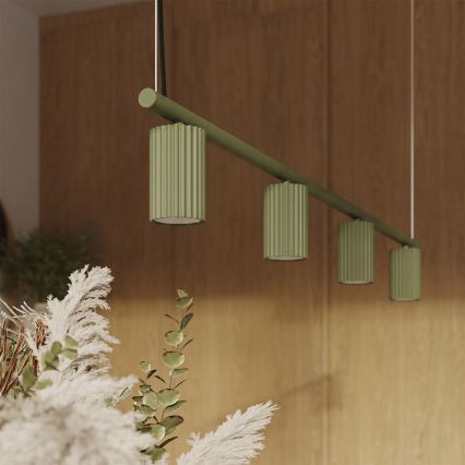 Lustră pe cablu KARBON 4xGU10/10W/230V verde