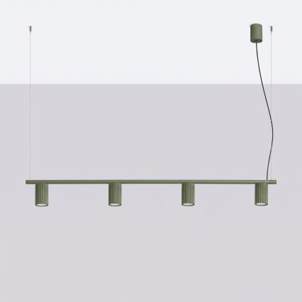 Lustră pe cablu KARBON 4xGU10/10W/230V verde