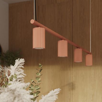 Lustră suspendată pe cablu KARBON 4xGU10/10W/230V portocalie