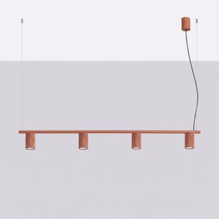 Lustră suspendată pe cablu KARBON 4xGU10/10W/230V portocalie