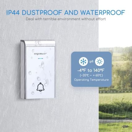 Sonerie fără fir Aigostar 3xAA IP44 alb/argintiu